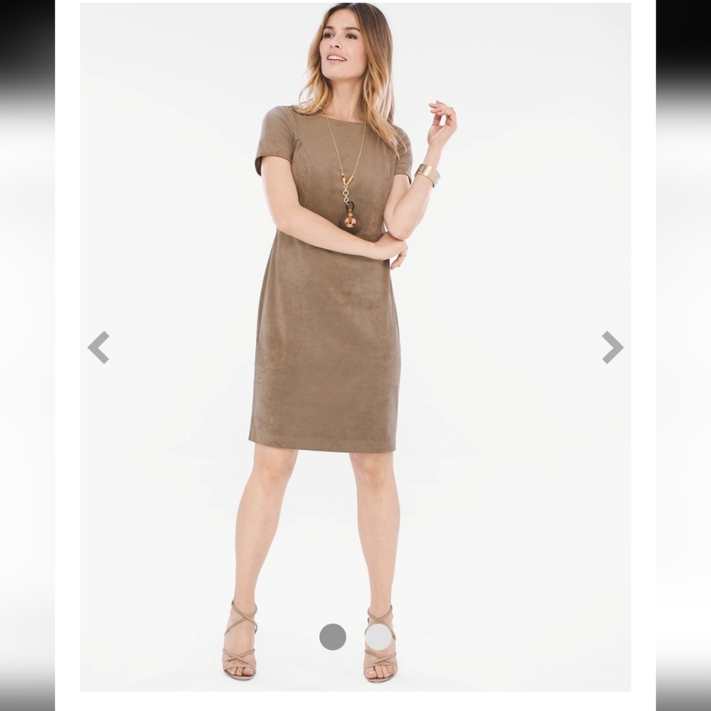 Faux Suede Brown Short Sleeve Dress